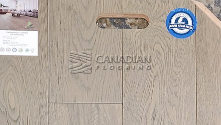 Engineered White Oak, Evergreen, 6-1/2" x 3/4"  <br> Color:  Husky Grey