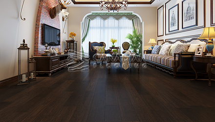 Engineered Hickory, Biyork, 6-1/2" x 3/4" Color:  Color: Umber Engineered flooring