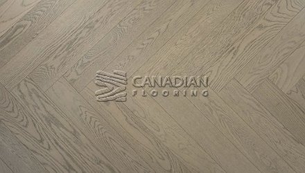 Engineered Herringbone American White Oak, 5" x 3/4", Brushed Finish<br> Color: Sky