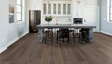 Engineered Flooring, White Oak, Biyork, 8-1/2" x 3/4" <br> Color: Black Truffle