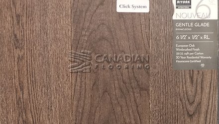 Engineered White Oak Biyork,<br>6-1/2" x 1/2"<br> Color: Gentle Glade