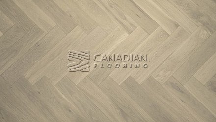 Engineered Herringbone American White Oak, 5" x 3/4", Brushed Finish<br> Color: Silver Stone