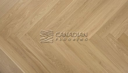 Engineered Herringbone European White Oak, 5" x 3/4", Brushed Finish<br> Color: Clear