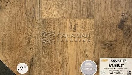 Luxury Vinyl Flooring, Aqua Plus Silver, NAF, 5.0 mm, Color:  Salisbury