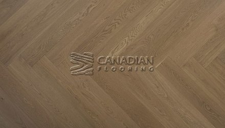 Engineered Herringbone European White Oak, 5" x 3/4", Brushed Finish Color: Toffee Crunch Engineered flooring